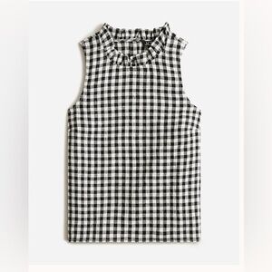 J. Crew 100% Linen Gingham Black and White Women's Fleur Top